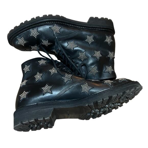 Saint Laurent Star-Studded Leather Black Combat Boot EU 37.5 US 7.5 - Picture 6 of 11